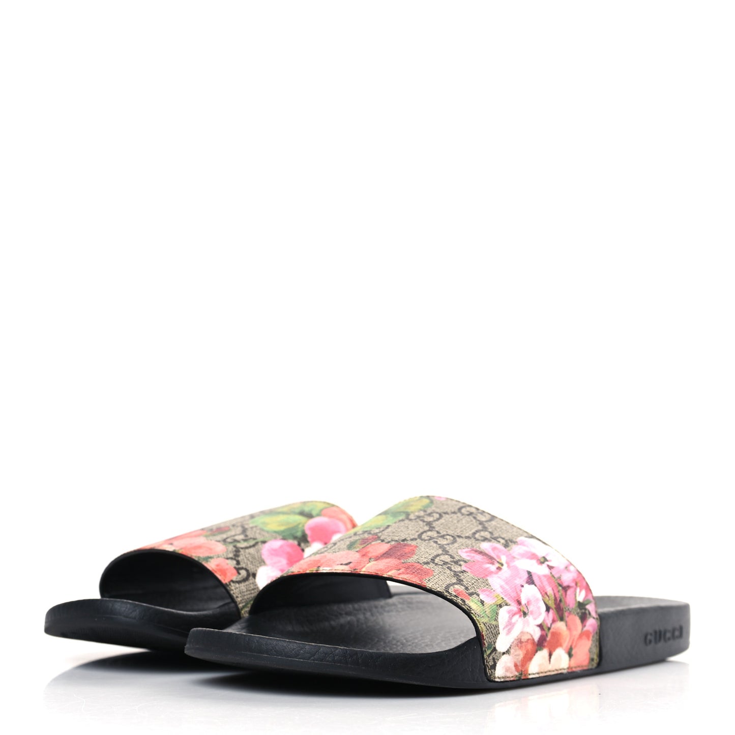 GG Supreme Monogram Blooms Slide Sandals 40 Beige Multicolor