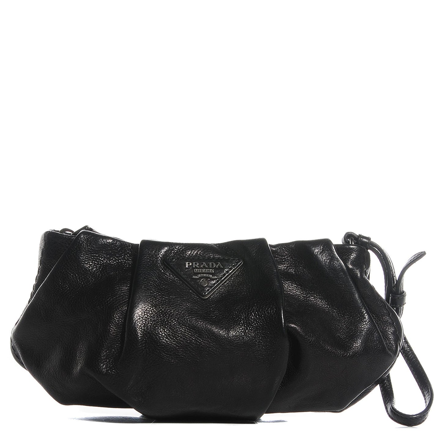 Glace Calf Clutch Wristlet Nero Black