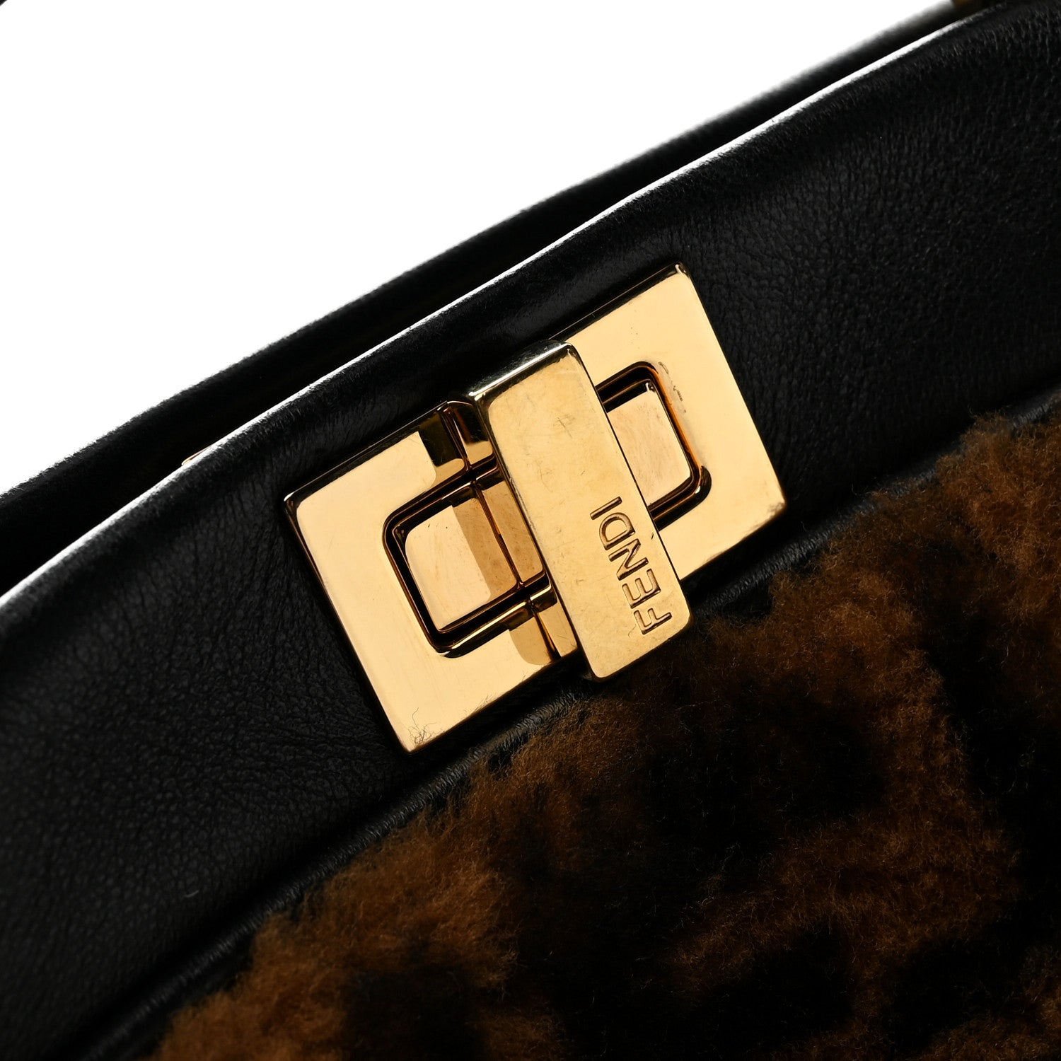 Fendi Shearling Nappa Macro FF 1974 Mini Peekaboo Iconic Satchel