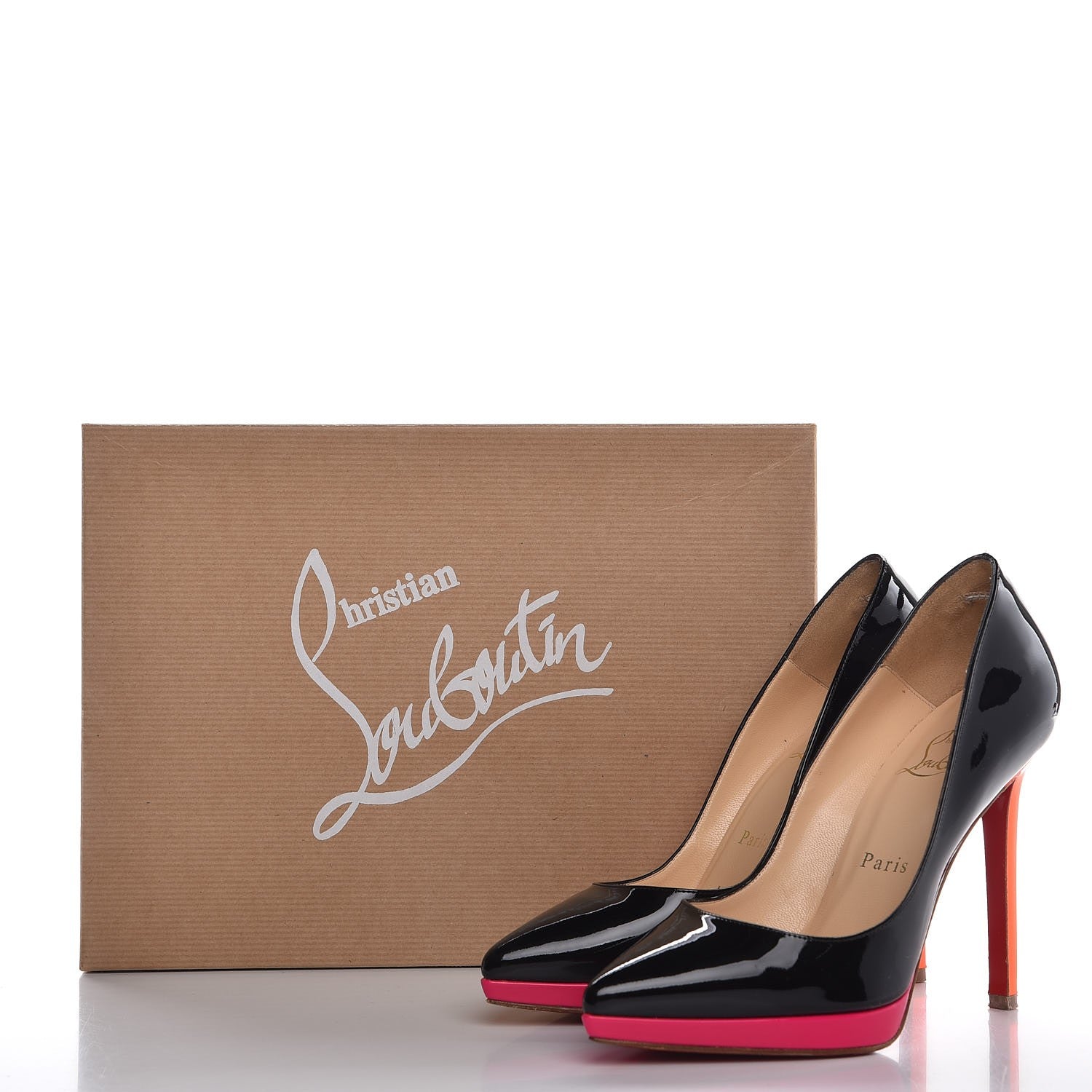 Christian Louboutin Patent Pigalle Plato 120 Pumps 35 Fluo Black Rose Matador 10 of 10