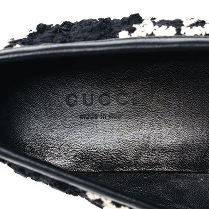 Gucci Tweed GG Monogram Horsebit Womens Jordaan Loafers 37.5 Black Natural 7 of 8