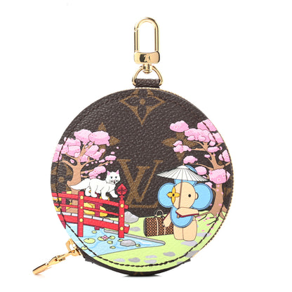 Louis Vuitton Monogram 2021 Christmas Animation Japanese Garden Round Coin Purse Wisteria Pink 1 of 6