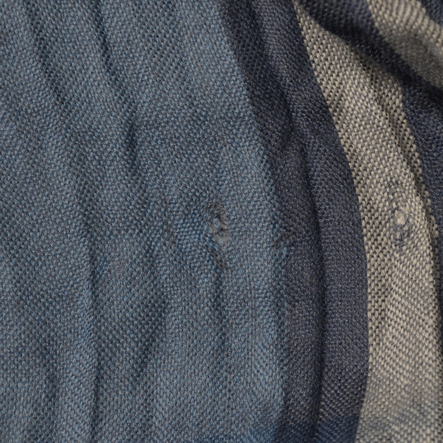 Merino Wool Cashmere Check Crinkle Scarf Blue