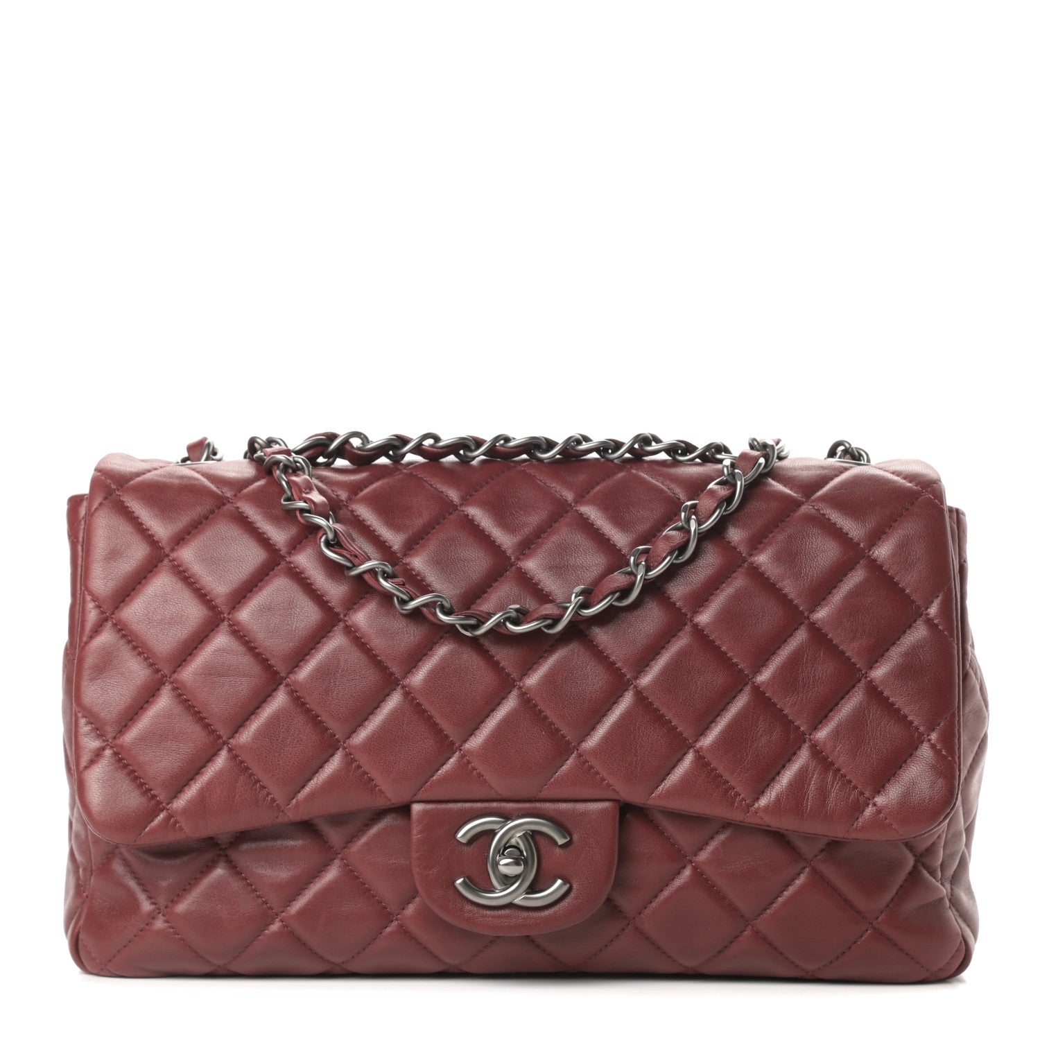 Chanel Lambskin Quilted Jumbo Single Flap Dark Red 1 of 12