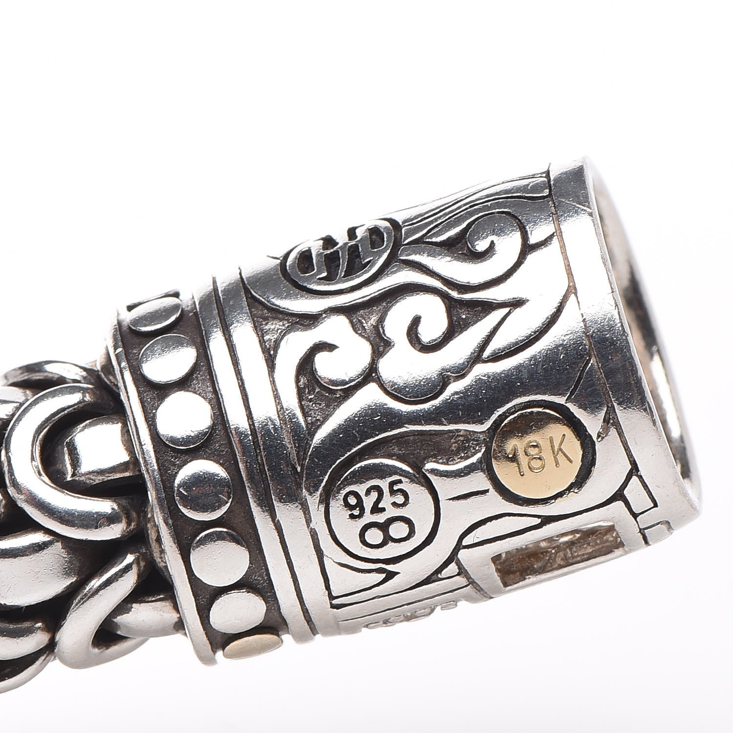 John Hardy Sterling Silver 18K Yellow Gold Diamond 11mm Naga Bracelet 5 of 6