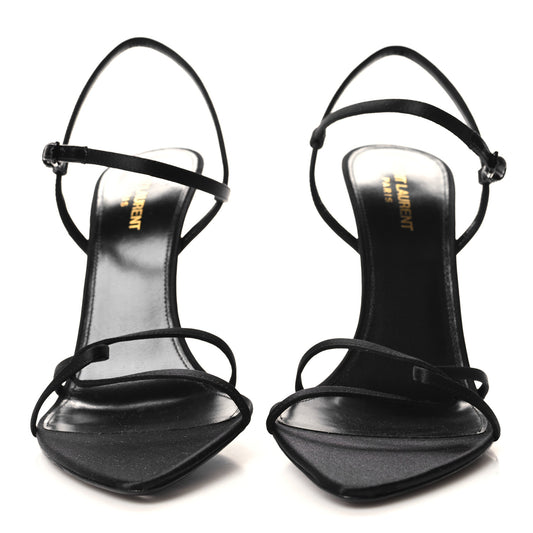 Crepe Satin Clara 110 Ankle Strap Sandals 40 Black