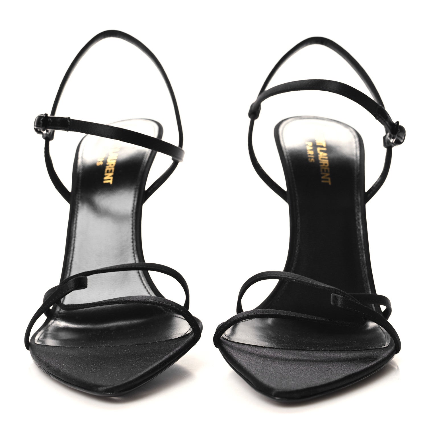 Saint Laurent Crepe Satin Clara 110 Ankle Strap Sandals 40 Black 2 of 8