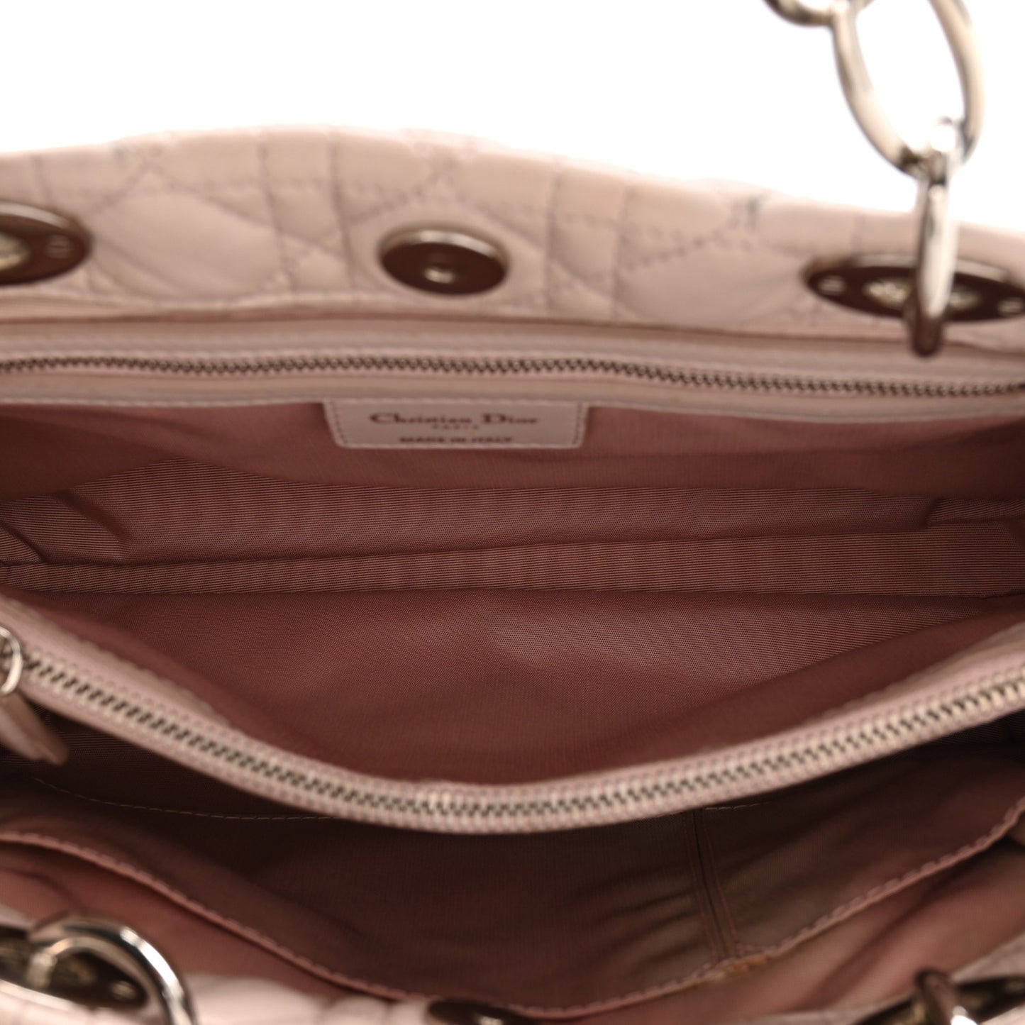 Lambskin Cannage Small Dior Soft Zipped Shopping Tote Light Pink