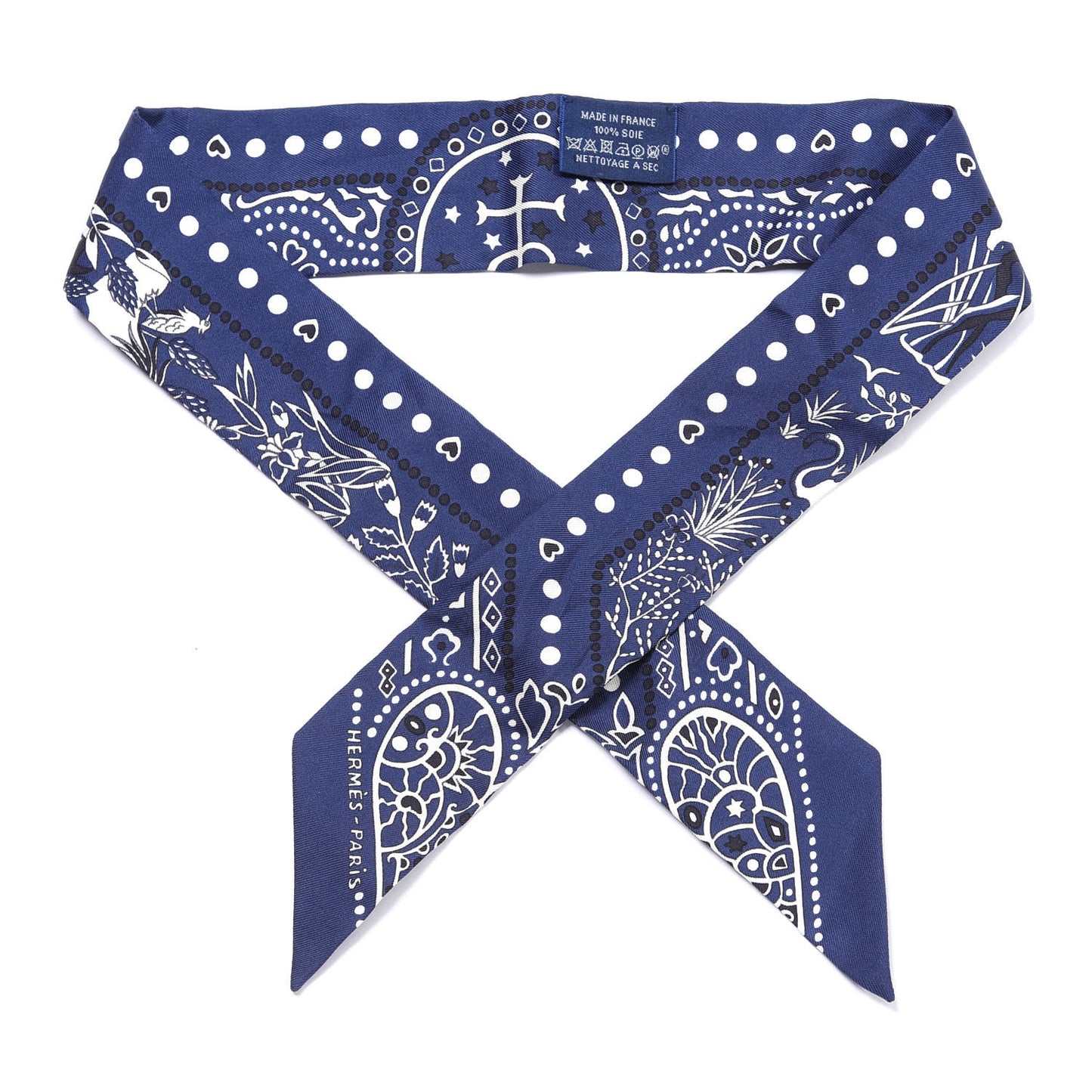 Silk Peuple Du Vent Bandana Twilly Marine White Black