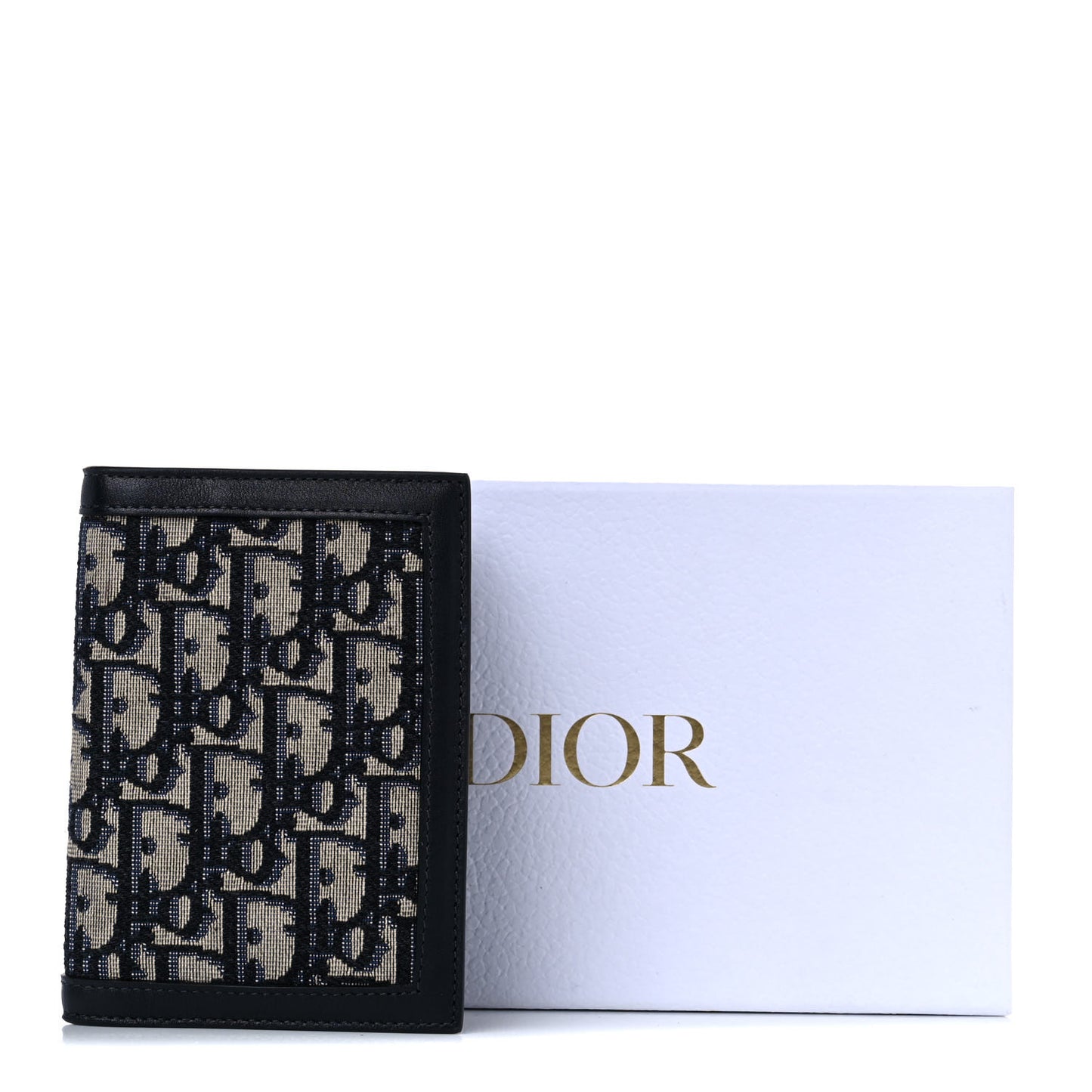 Calfskin Oblique Passport Holder Blue