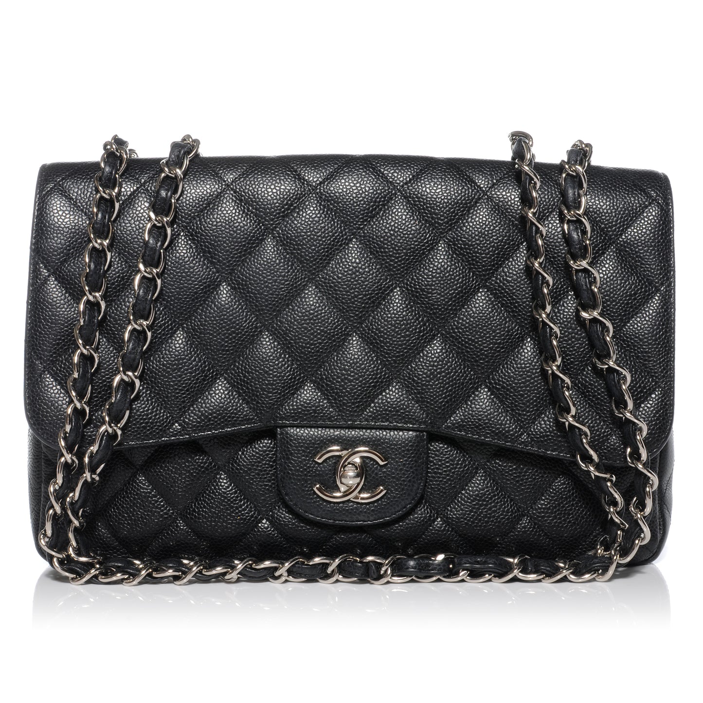 Caviar Jumbo Single Flap Black