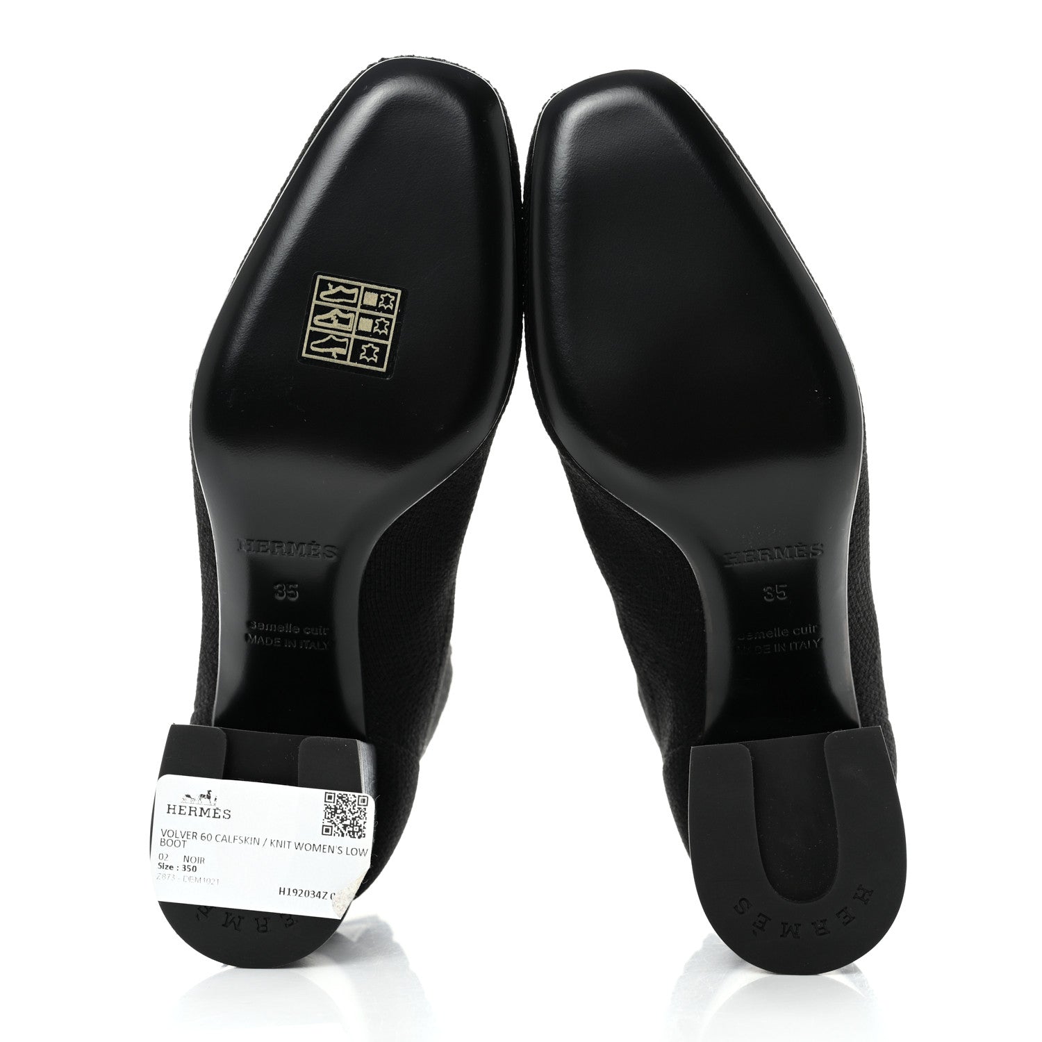 Hermes Knit Calfskin Volver Ankle Boots 35 Black 5 of 9
