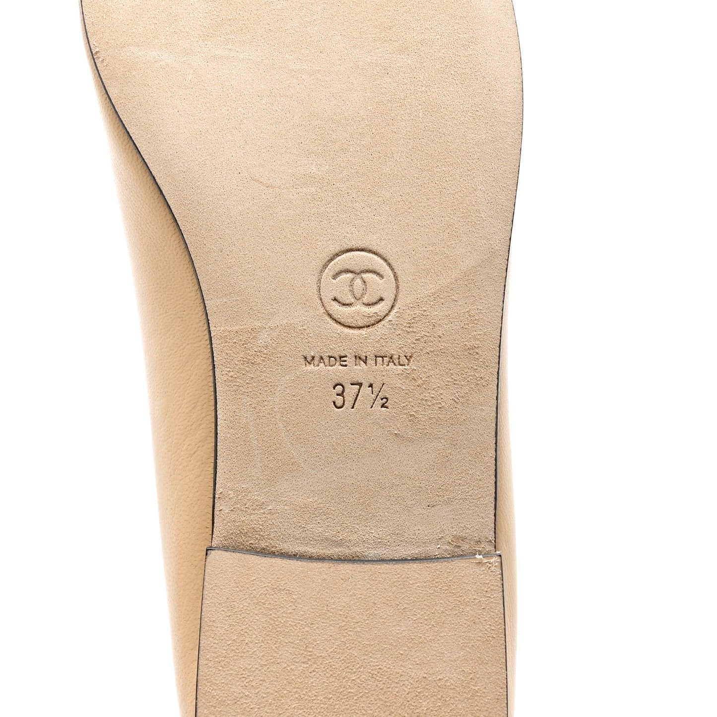 Lambskin Cap Toe CC Ballerina Flats 37.5 Beige Black