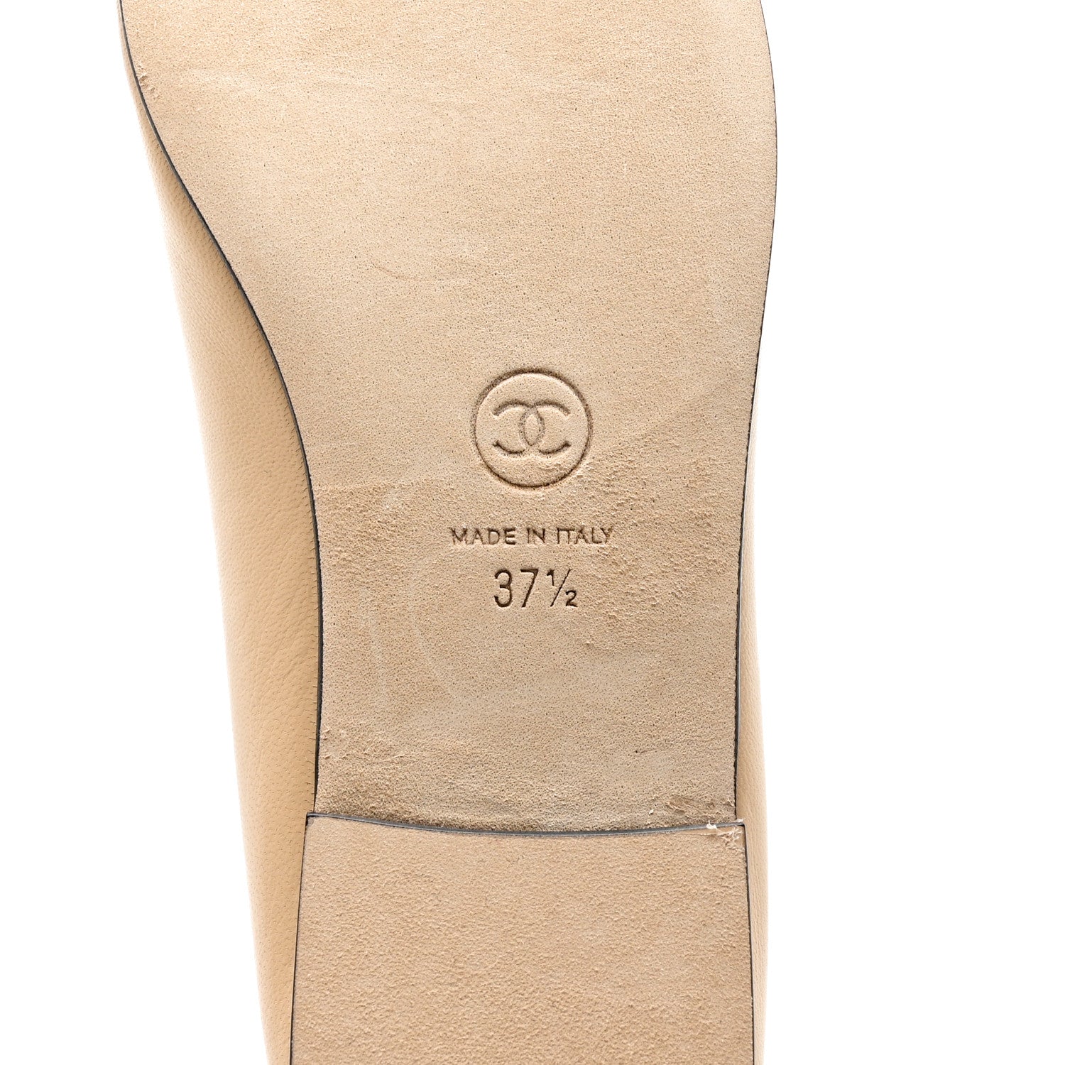 Chanel Lambskin Cap Toe CC Ballerina Flats 37.5 Beige Black 6 of 13