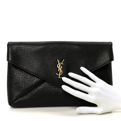 Saint Laurent Grained Lambskin Cassandre Envelope Pouch Black 2 of 8