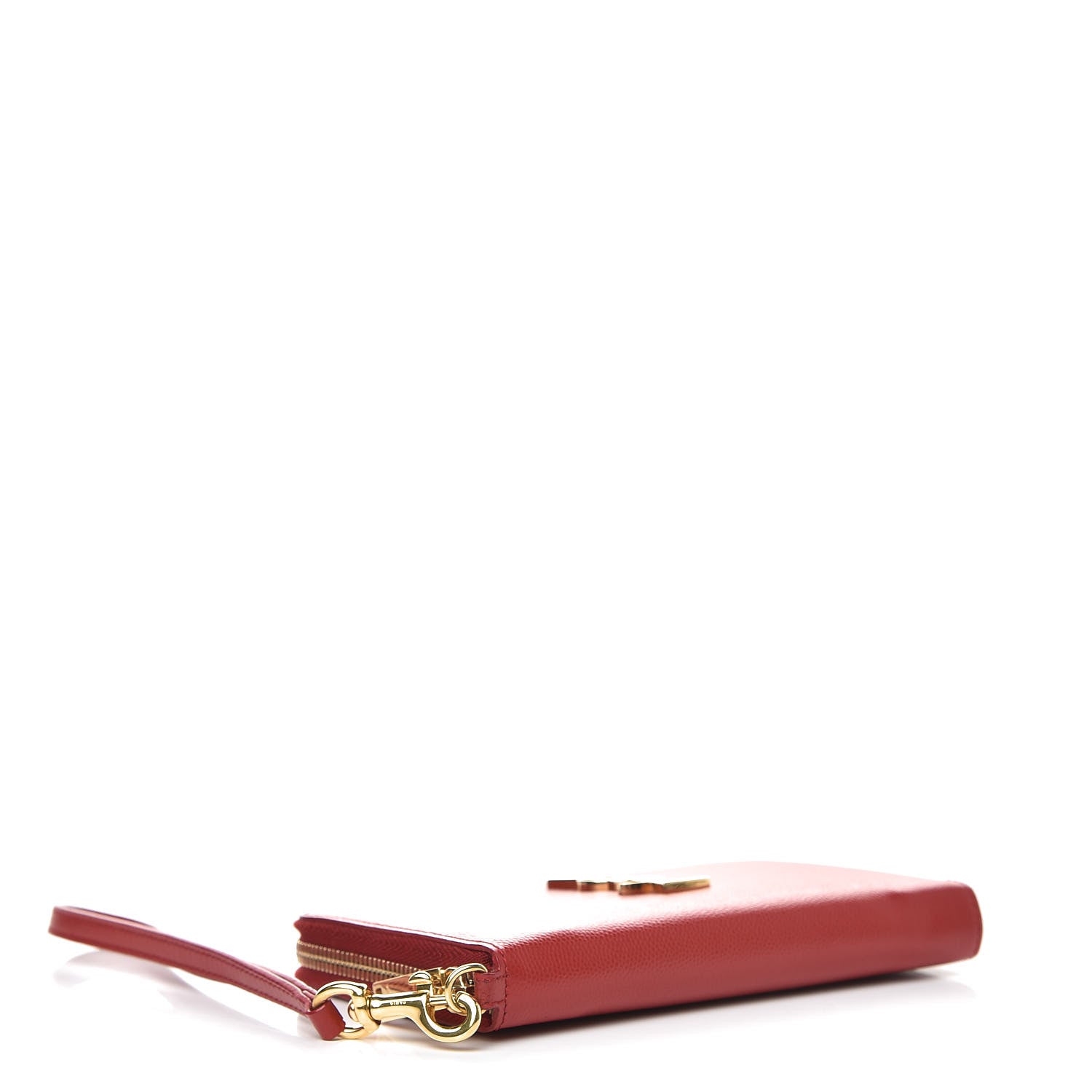 Saint Laurent Grain De Poudre Monogram Smartphone Zip Around Wristlet Wallet Red 4 of 10