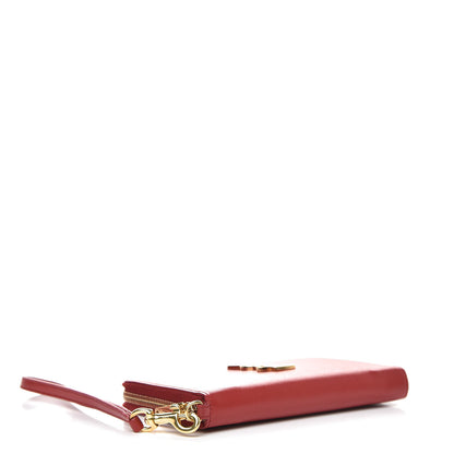 Saint Laurent Grain De Poudre Monogram Smartphone Zip Around Wristlet Wallet Red 4 of 10
