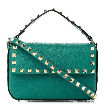 Valentino Garavani Grainy Calfskin Rockstud Crossbody Pouch Ultra Marine Green 1 of 10