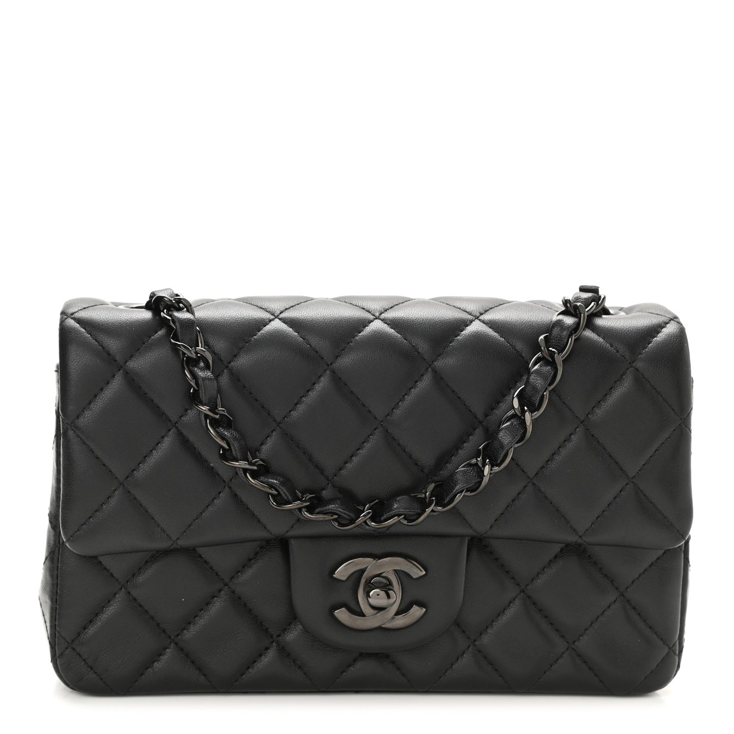 Lambskin Quilted Mini Rectangular Flap So Black