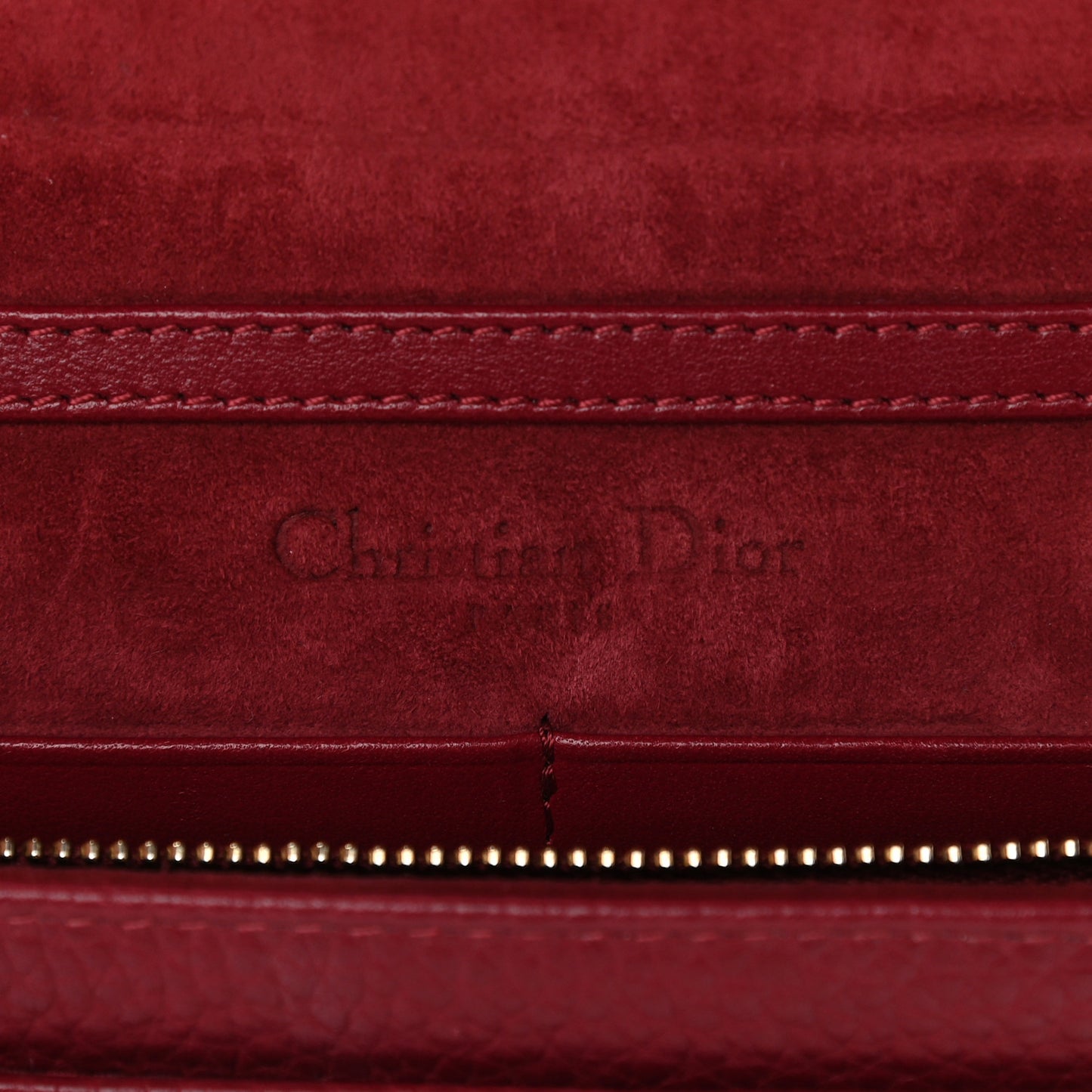 Grained Calfskin Diorama Wallet on Chain Pouch Burgundy