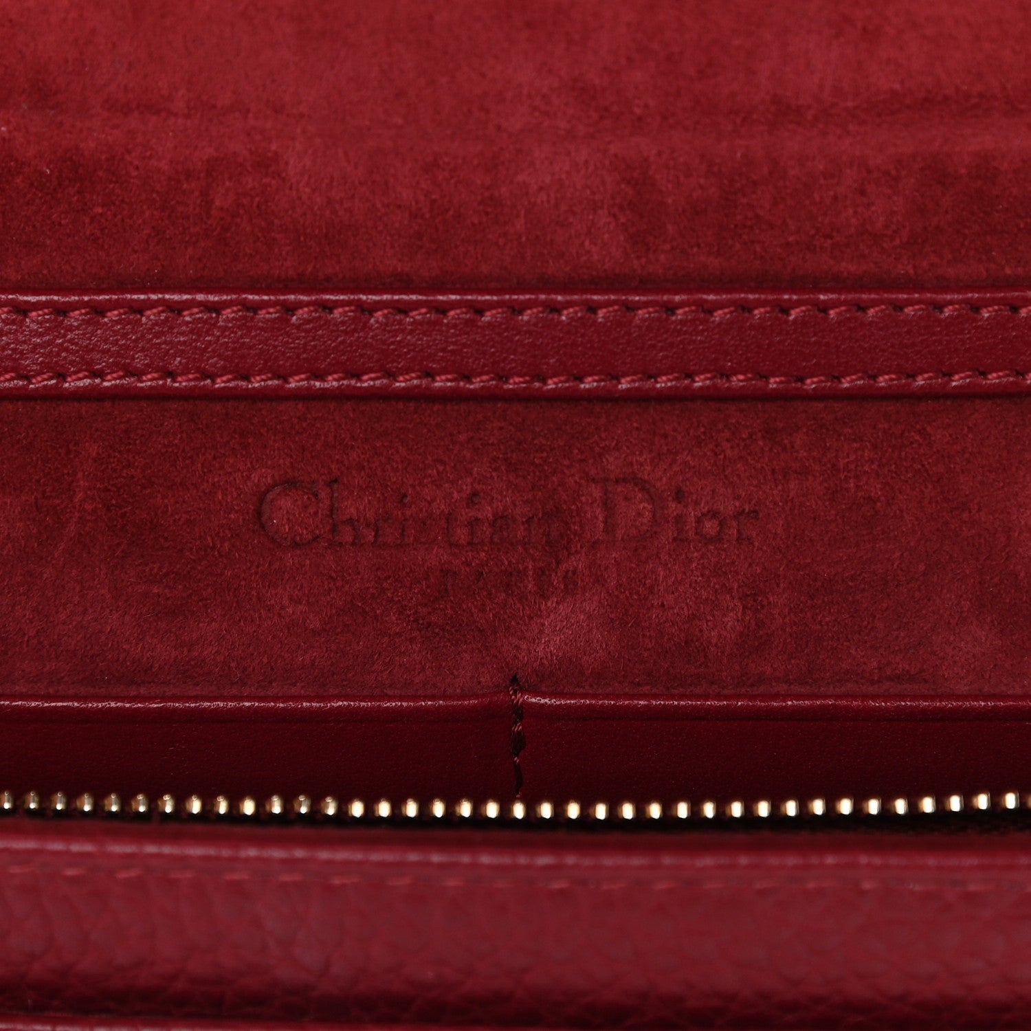 Christian Dior Grained Calfskin Diorama Wallet on Chain Pouch Burgundy 5 of 7