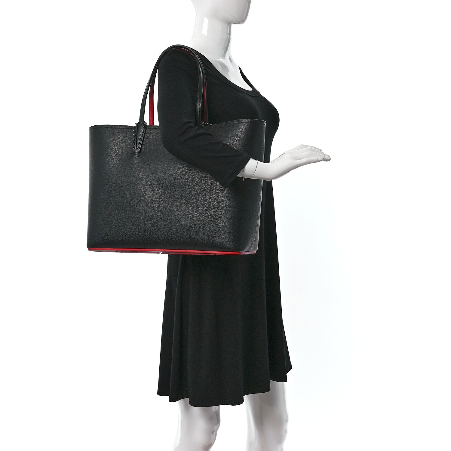 Christian Louboutin Calfskin Spikes East West Cabata Tote Black 2 of 12