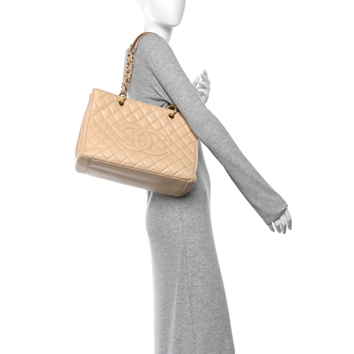 Chanel Caviar Quilted Grand Shopping Tote GST Beige Clair 2 of 16