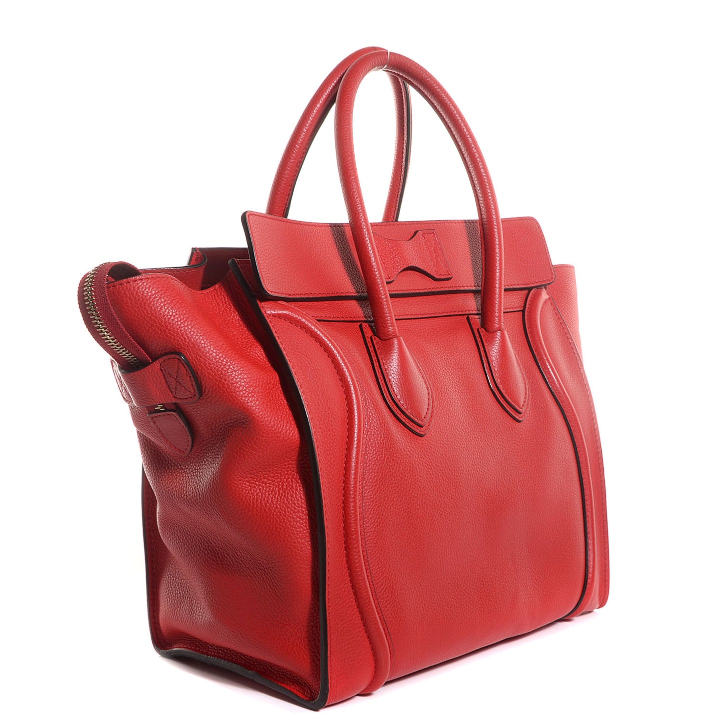 Drummed Calfskin Mini Luggage Coquelicot
