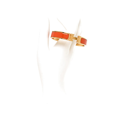 Hermes Enamel Narrow Clic Clac H Bracelet GM Orange 2 of 5