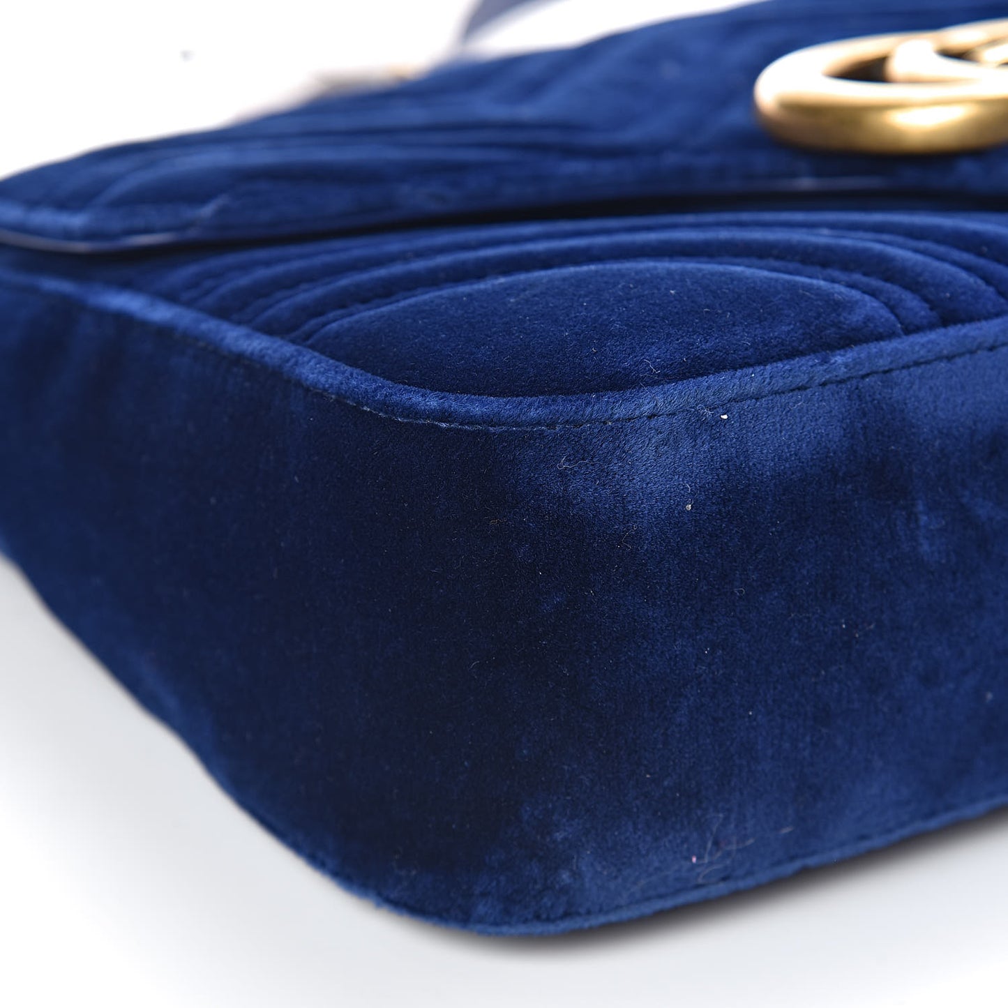Velvet Matelasse Medium GG Marmont Shoulder Bag Cobalt Blue