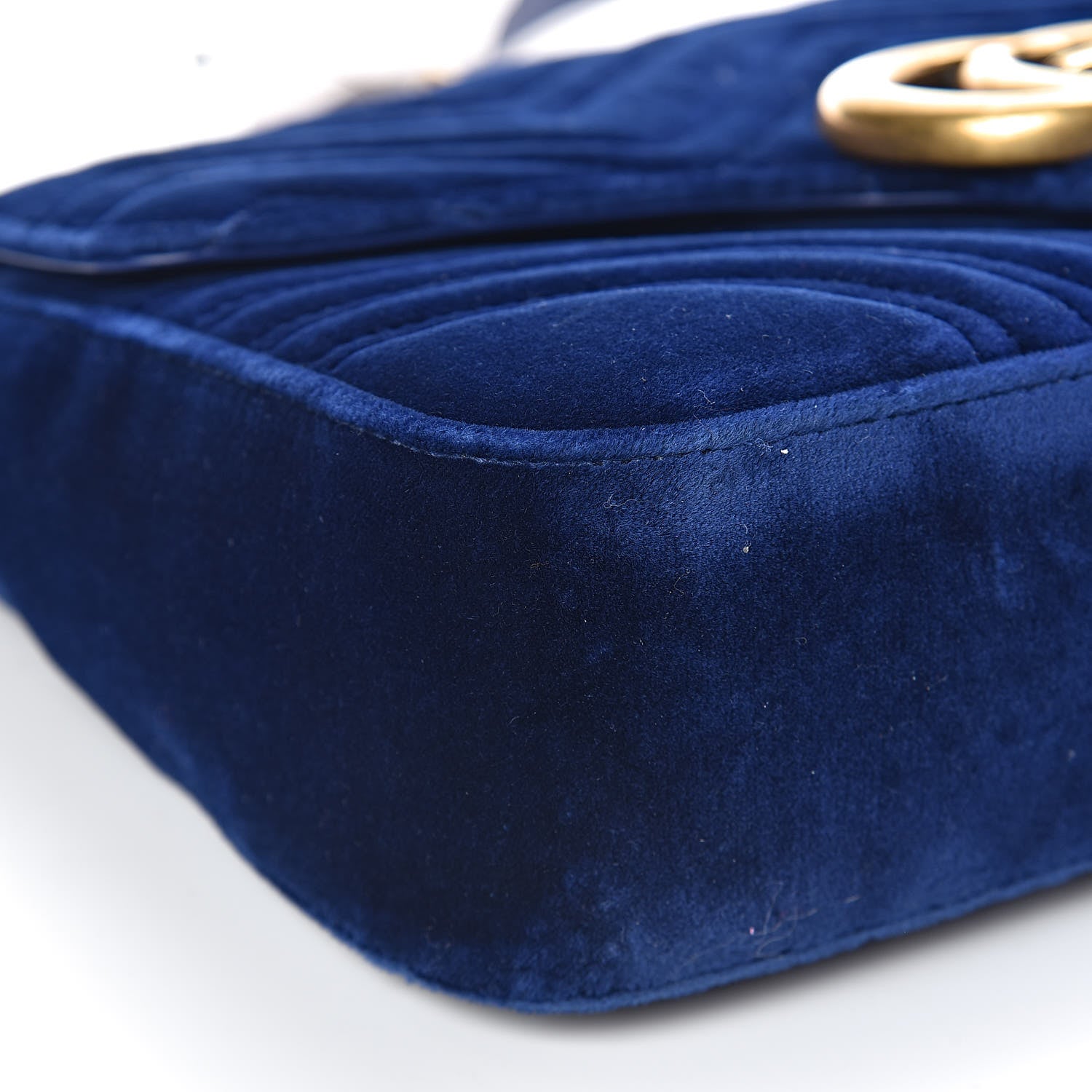 Gucci Velvet Matelasse Medium GG Marmont Shoulder Bag Cobalt Blue 8 of 13