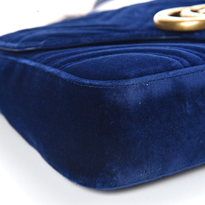 Gucci Velvet Matelasse Medium GG Marmont Shoulder Bag Cobalt Blue 8 of 13