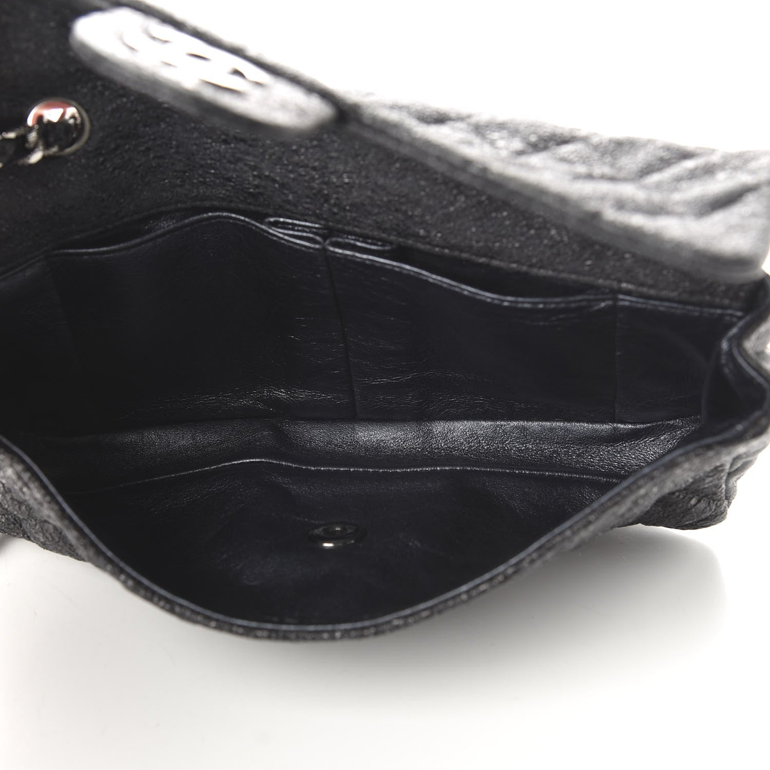 Chanel Crackled Calfskin Quilted East West Flap Black 5 of 10