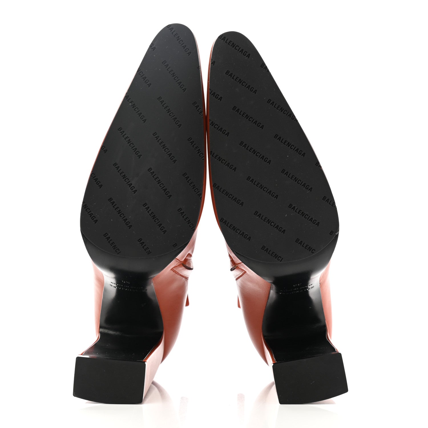Balenciaga Patinated Calfskin Round Toe 110 Booties 39 Orange 5 of 8