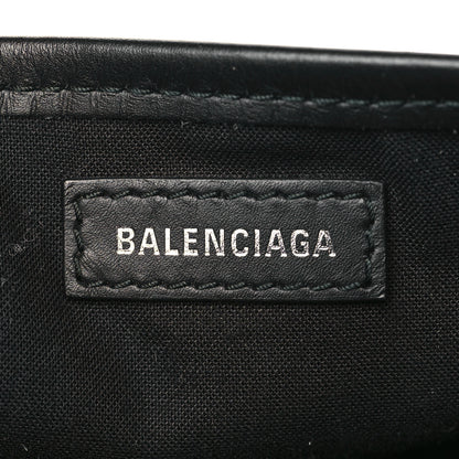 Balenciaga Cotton Canvas Calfskin Logo Print Navy Cabas XS Black White 6 of 9