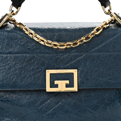 Givenchy Creased Patent Calfskin Medium ID Flap Oil Blue 6 of 8