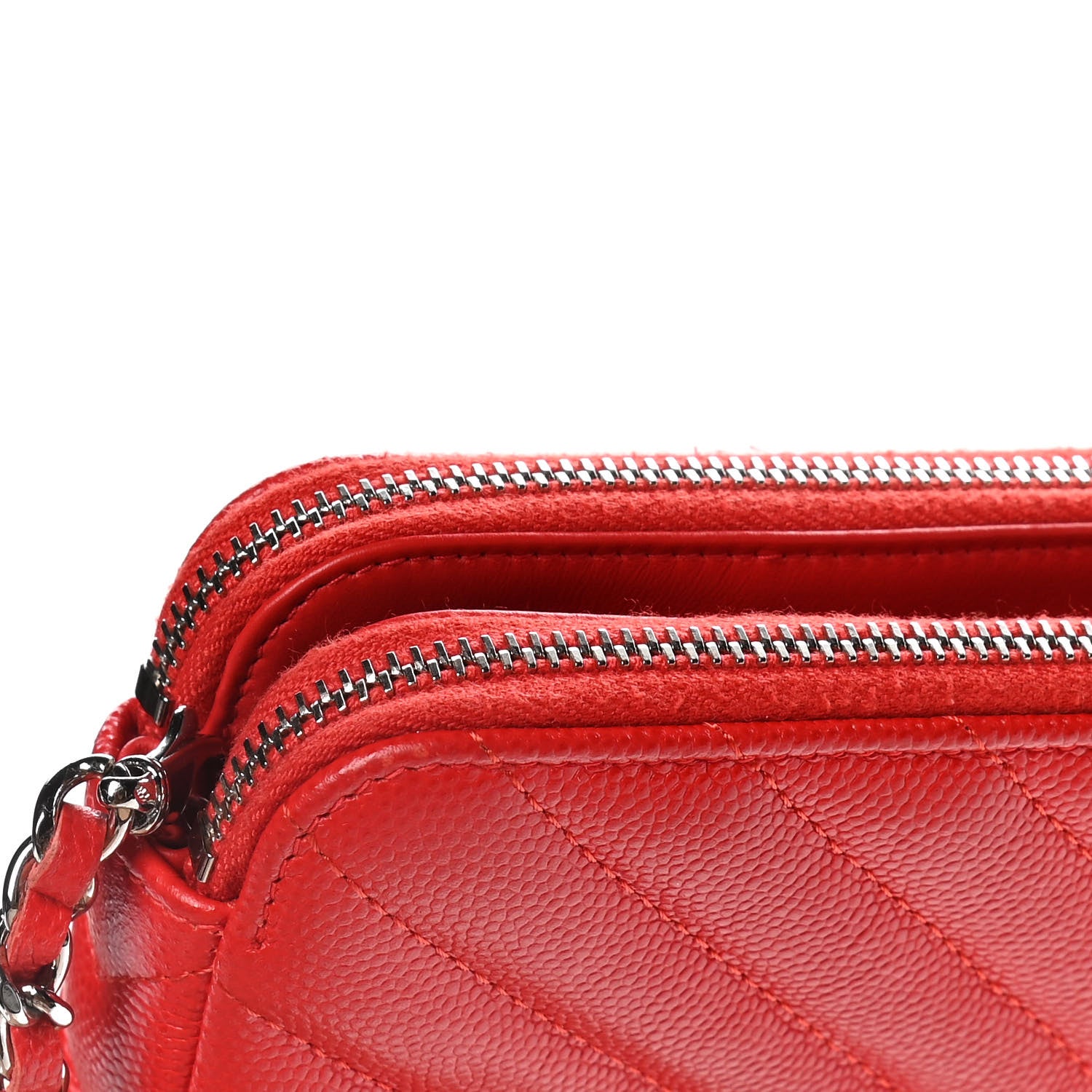 Chanel Caviar Chevron Quilted Small Clutch With Chain Light Red 14 of 17