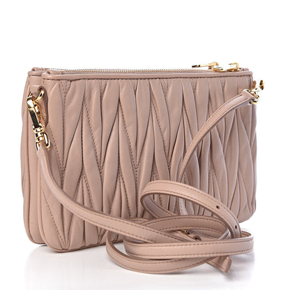 Miu Miu Nappa Matelasse Double Zip Crossbody Cammeo 3 of 13