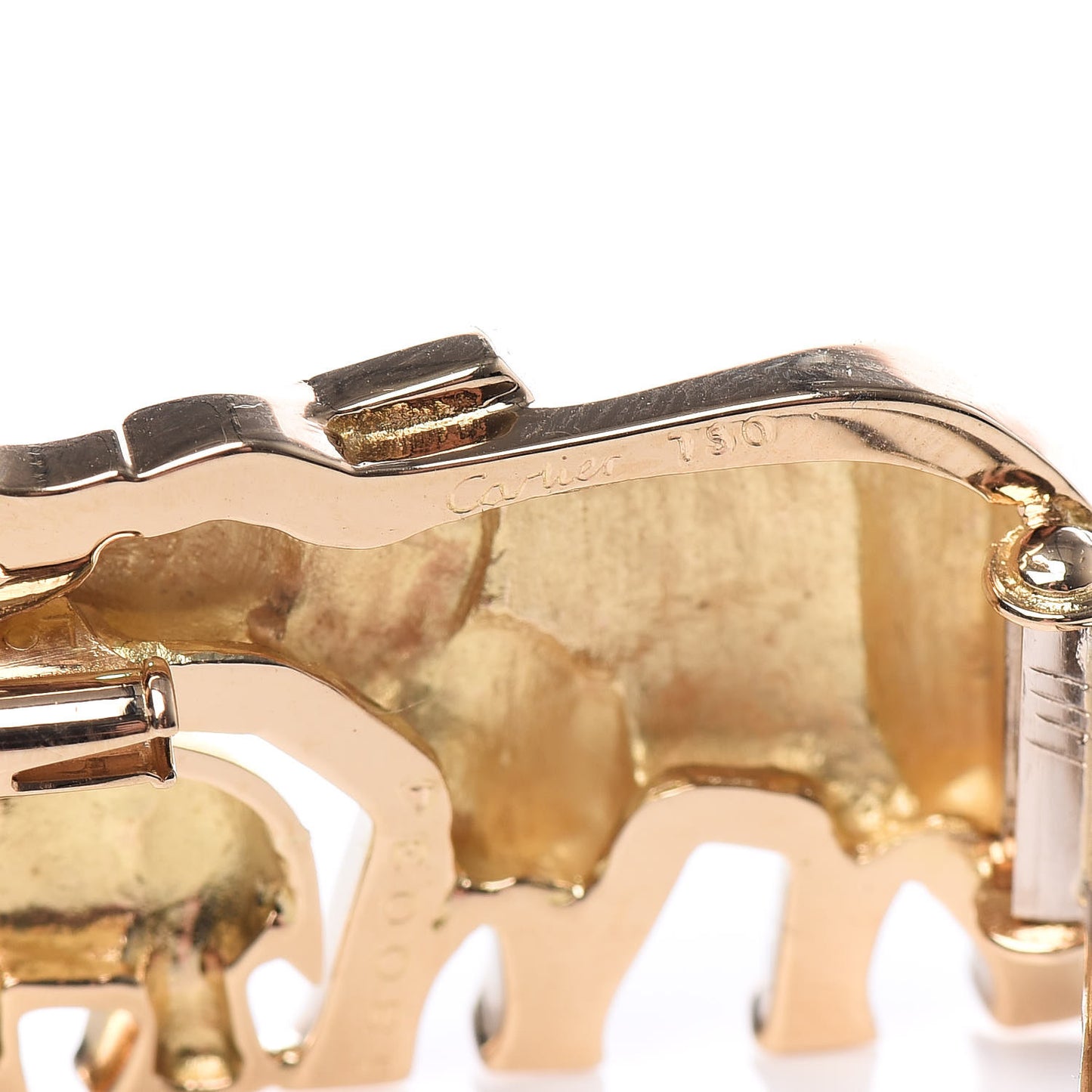 18K Yellow Gold Emerald Elephant Pin Brooch