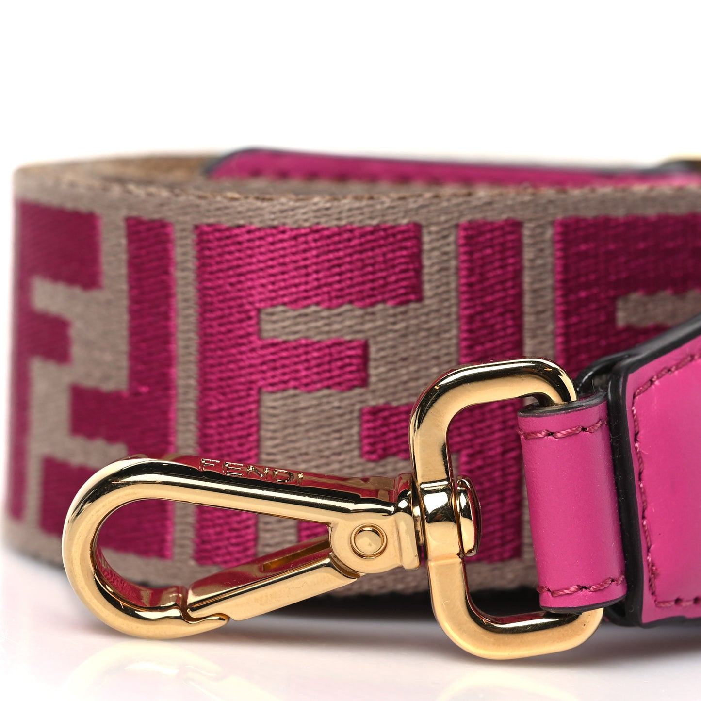 Ribbon Vitello Seta FF 1974 Pequin Reversible Adjustable Strap You Marrone Pink