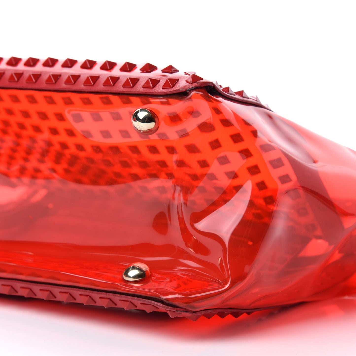 PVC Nappa Medium Rockstud Tote Red