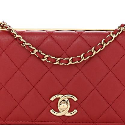 Chanel Lambskin Quilted Trendy CC Wallet On Chain WOC Red 9 of 13