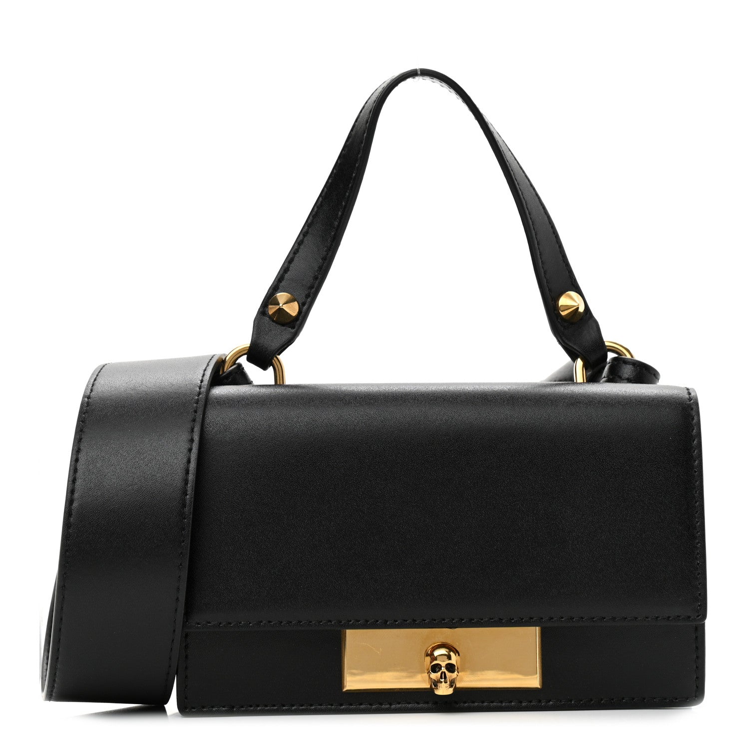 Alexander McQueen Calfskin Skull Lock Mini Crossbody Bag Black 1 of 8
