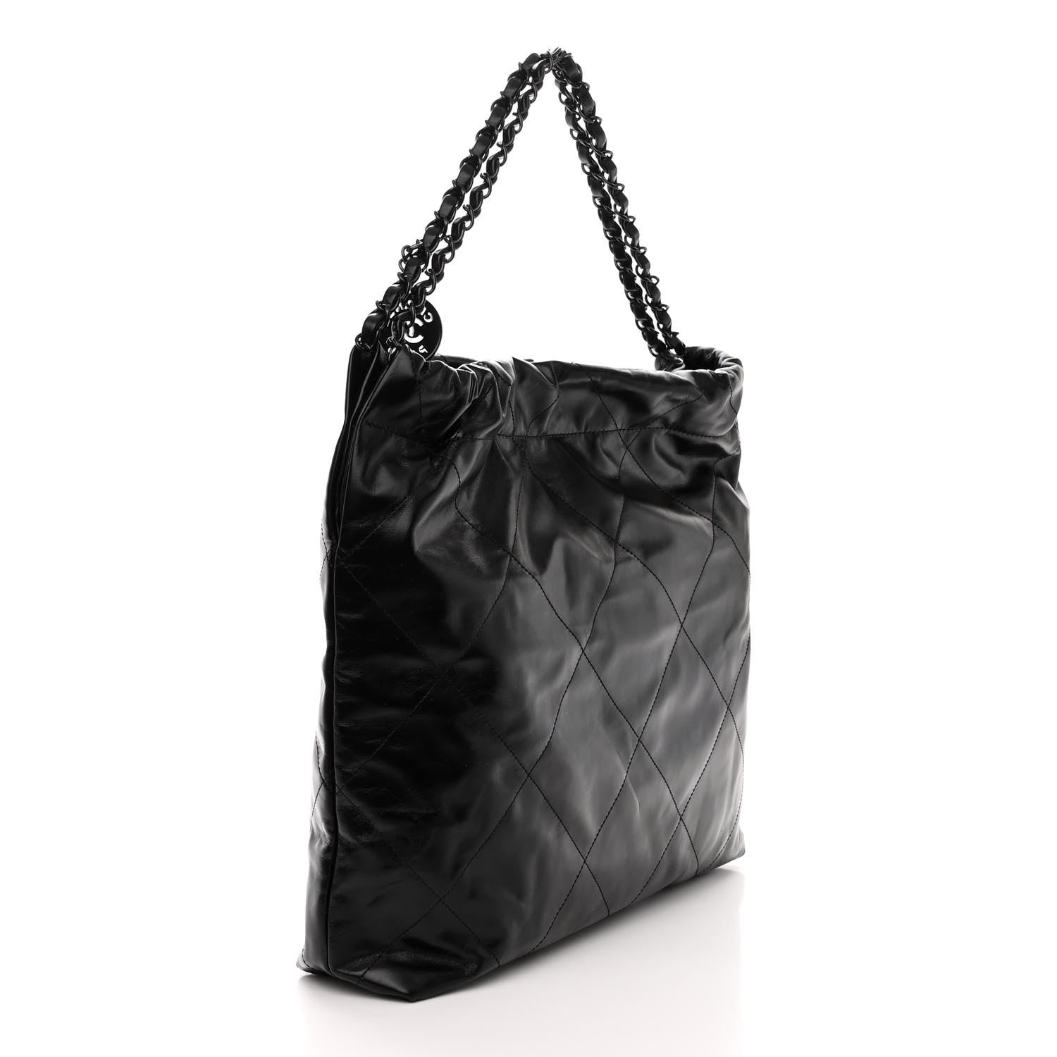 Chanel Shiny Calfskin Quilted Large Chanel 22 So Black 3 of 10