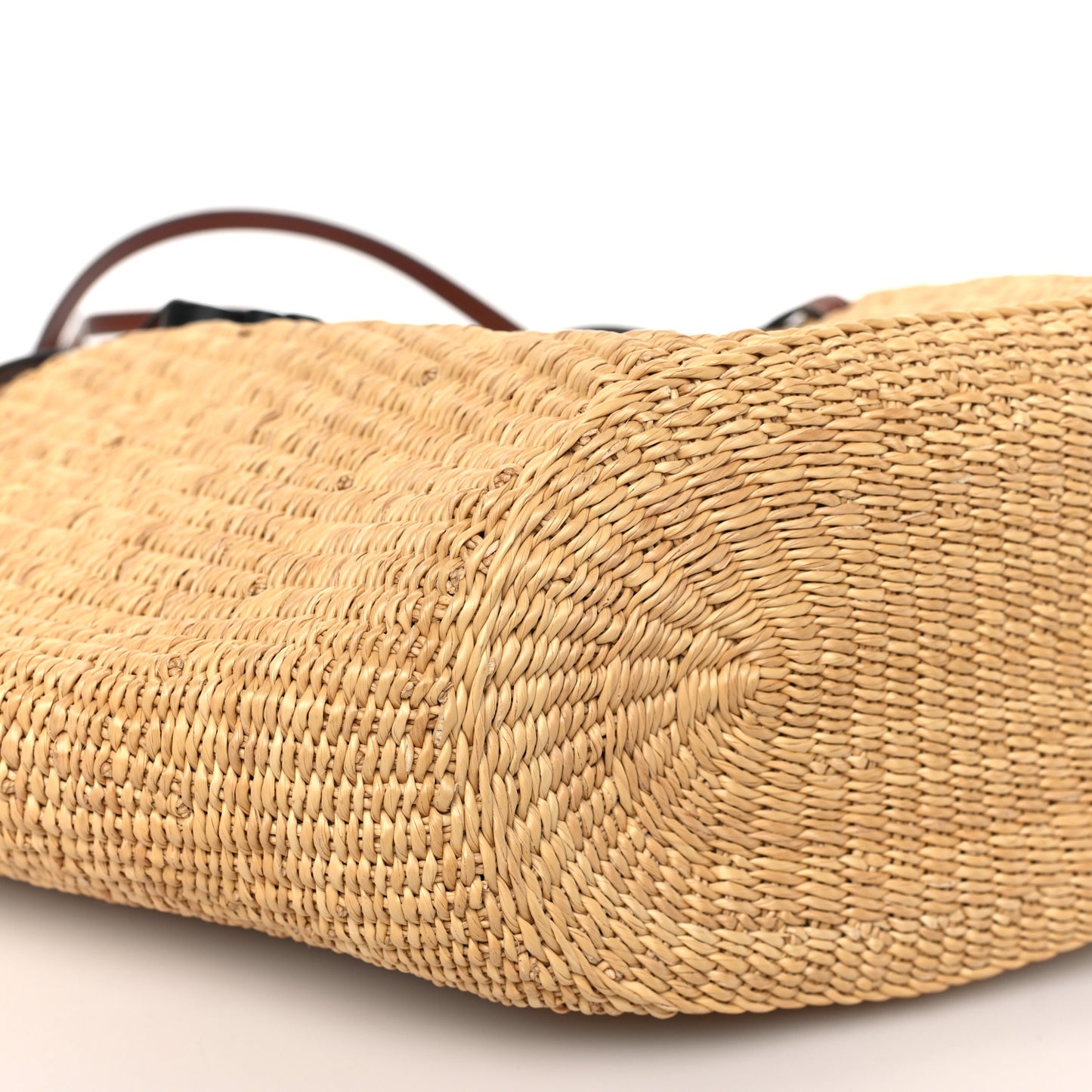 Calfskin Raffia Paulas Ibiza Small Basket Tote Bag Natural Tan