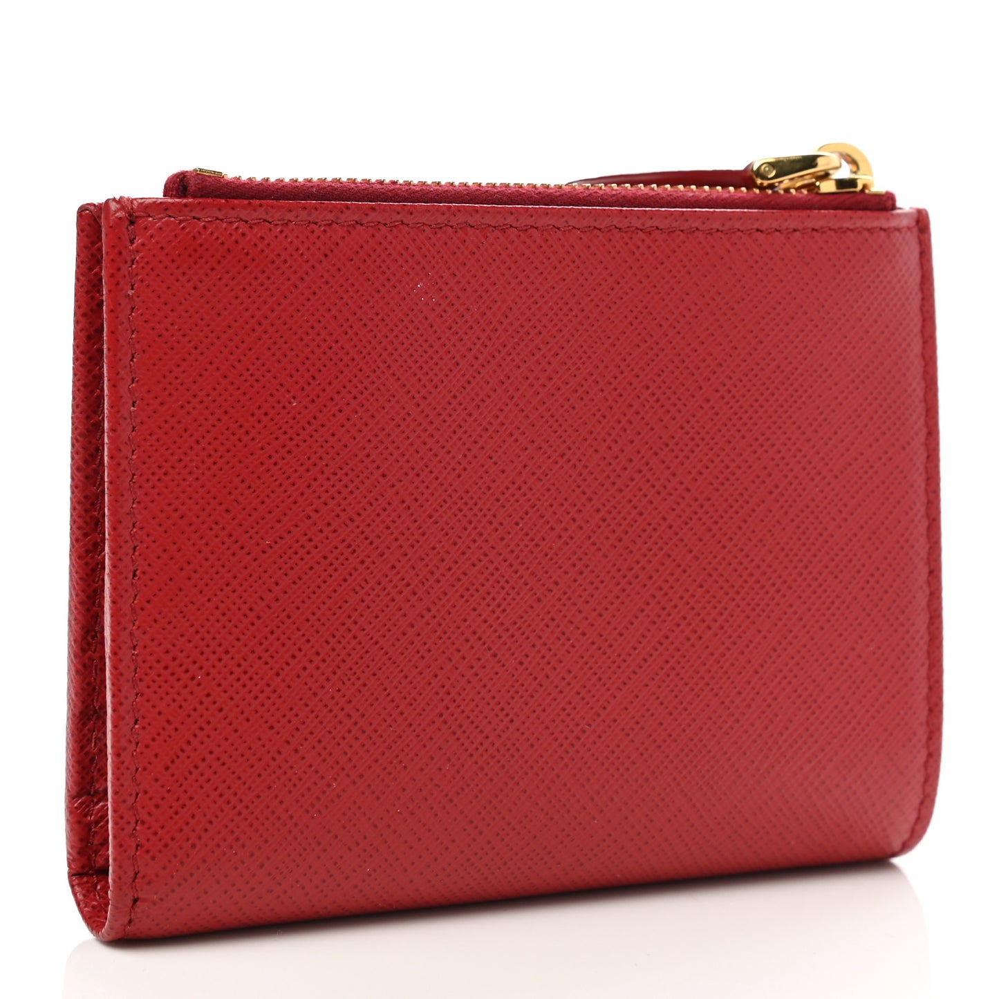 Saffiano Zip Top Compact Wallet Fuoco