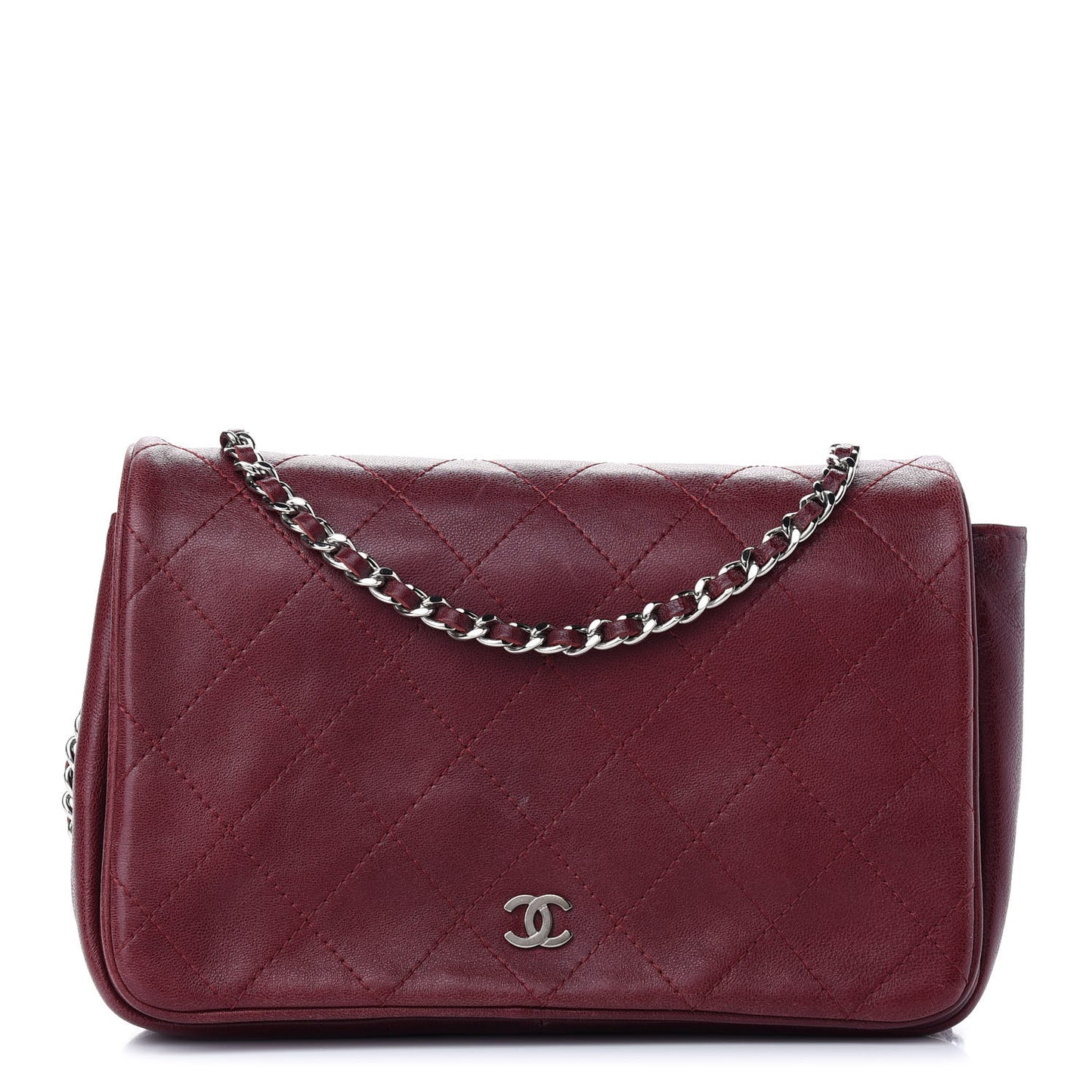 Lambskin Quilted Single Flap Red