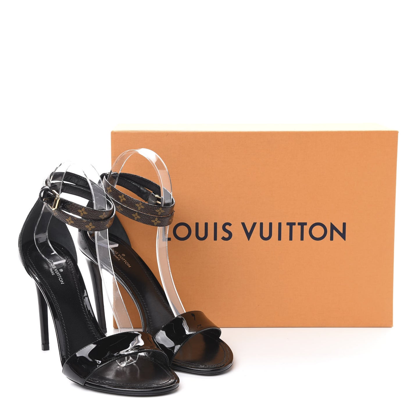 Patent Monogram Call Back Sandals 37.5 Black