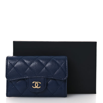 Chanel Caviar Quilted Flap Card Holder Wallet Navy Blue 10 of 10