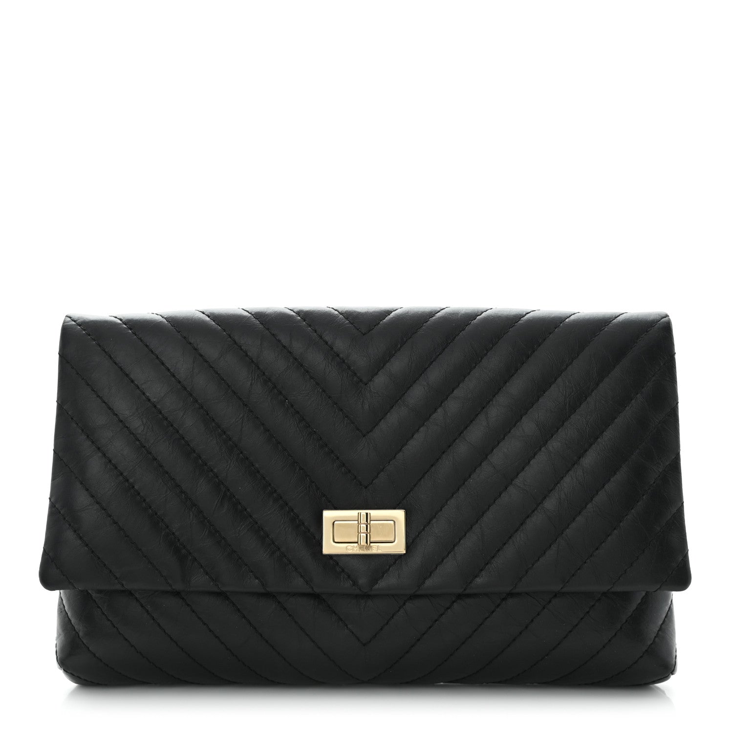 Chanel Aged Calfskin Chevron Reissue Flap Clutch Black 1 of 9